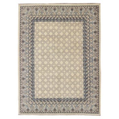 Khotan contemporaneo con design geometrico nei colori blu, marrone e crema