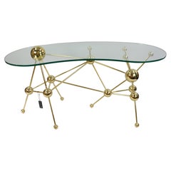 Contemporary Kidney Shaped Glass Table by Eichholtz with Gold Frame