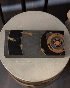 Contemporary Kifu Paris Constellation Charcoal Shagreen, Penshell and Brass Box