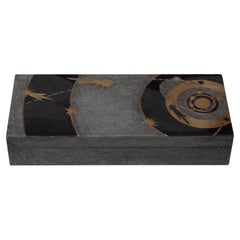 Contemporary Kifu Paris Constellation Charcoal Shagreen, Penshell and Brass Box