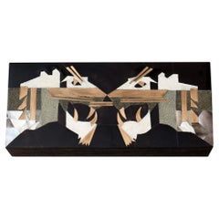 Contemporary Kifu Paris Double Panther Box with Brass, Shagreen, & Shell Inlay