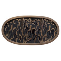 Contemporary Kifu Paris Leopard Tray with Inlaid Brass, Shagreen and Penshell