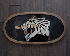 Contemporary Kifu Paris Panther Tray with Inlaid Brass, Shagreen and Penshell