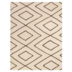 Contemporary Kilim, Beige and Brown Geometric Design. 1.80 x 1.30 m.