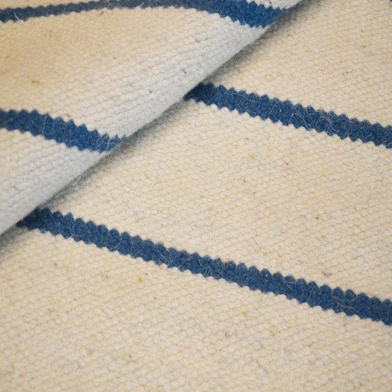 Contemporary Kilim, Blue and White Lines Design For Sale 2