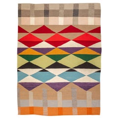 Contemporary Kilim, Multi-Color Design over Wool For Sale at 1stdibs
