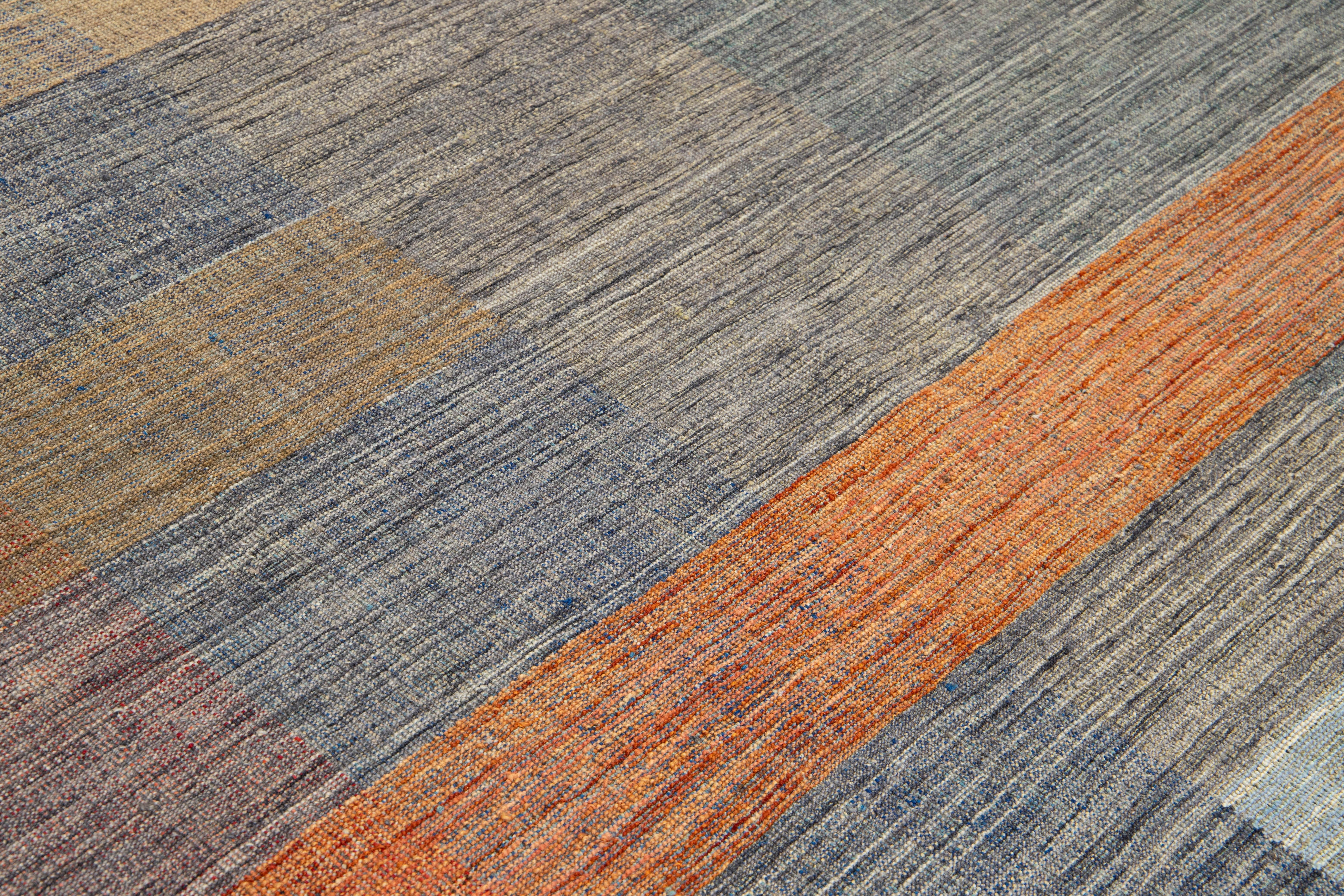 Contemporary Kilim Flatweave Multicolored Wool rug With Geometric Pattern Neuf - En vente à Norwalk, CT