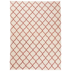 Contemporary Kilim, Geometric Design with Red and Beige Colors