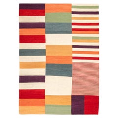 Contemporary Kilim, Multi-Color Design over Wool Contemporary Kilim, Multi-Color Design over Wool
