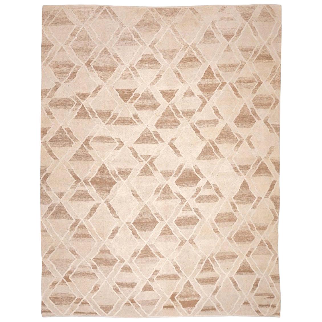 Contemporary Kilim Rhombus Design Made of Wool Soft Colors