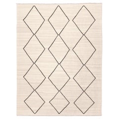 Contemporary Kilim, Rombus Design over Beige and Black Colors