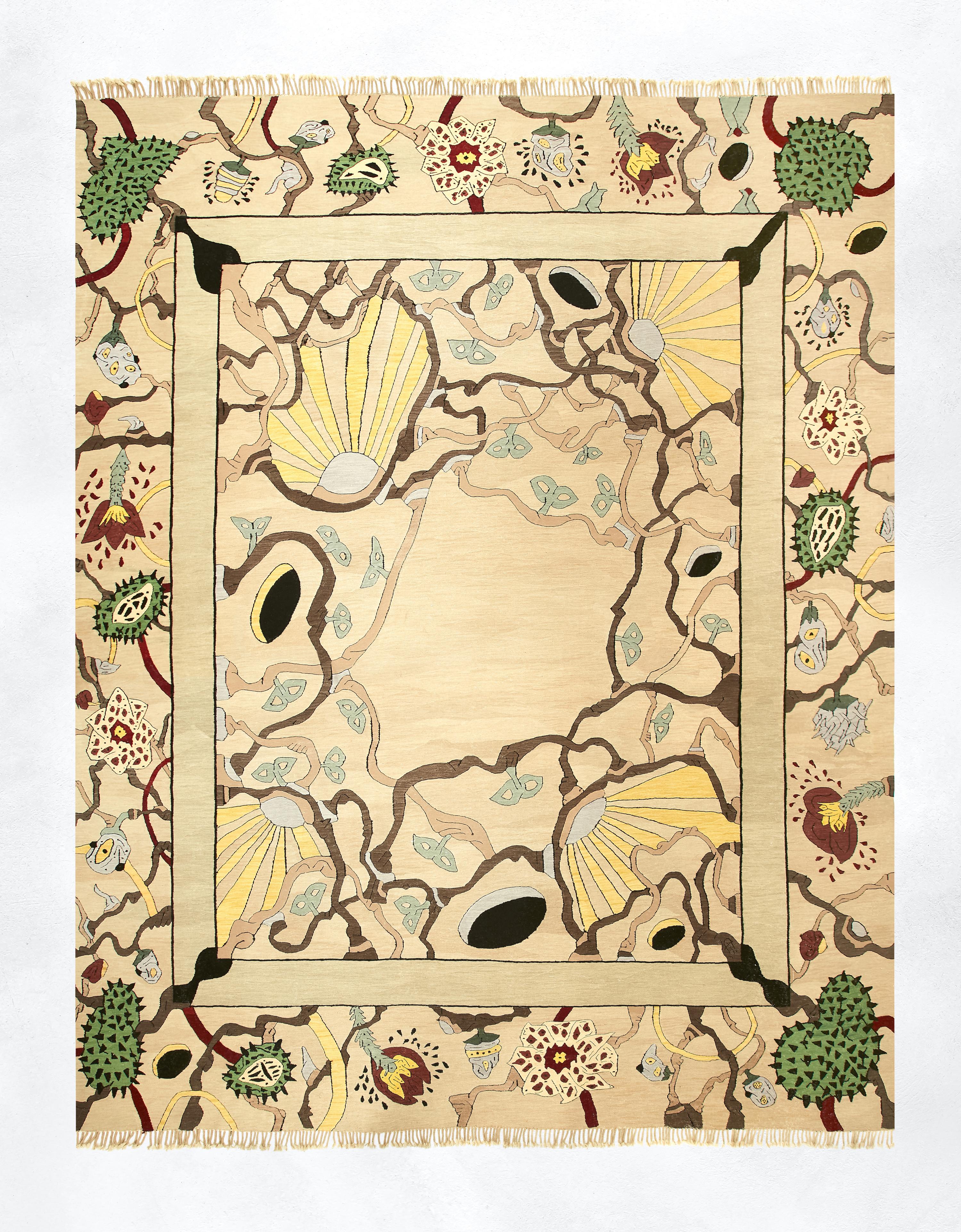 Contemporary Kilim Rug by Taylan Aygun 
Dimensions: W 433 x L 377 cm
Material: 100% wool
Type: one-of-a-kind
Year: 2024

Taylan Aygün (b.1989) is a self taught designer based between Paris and London. His aesthetic research draws inspiration from