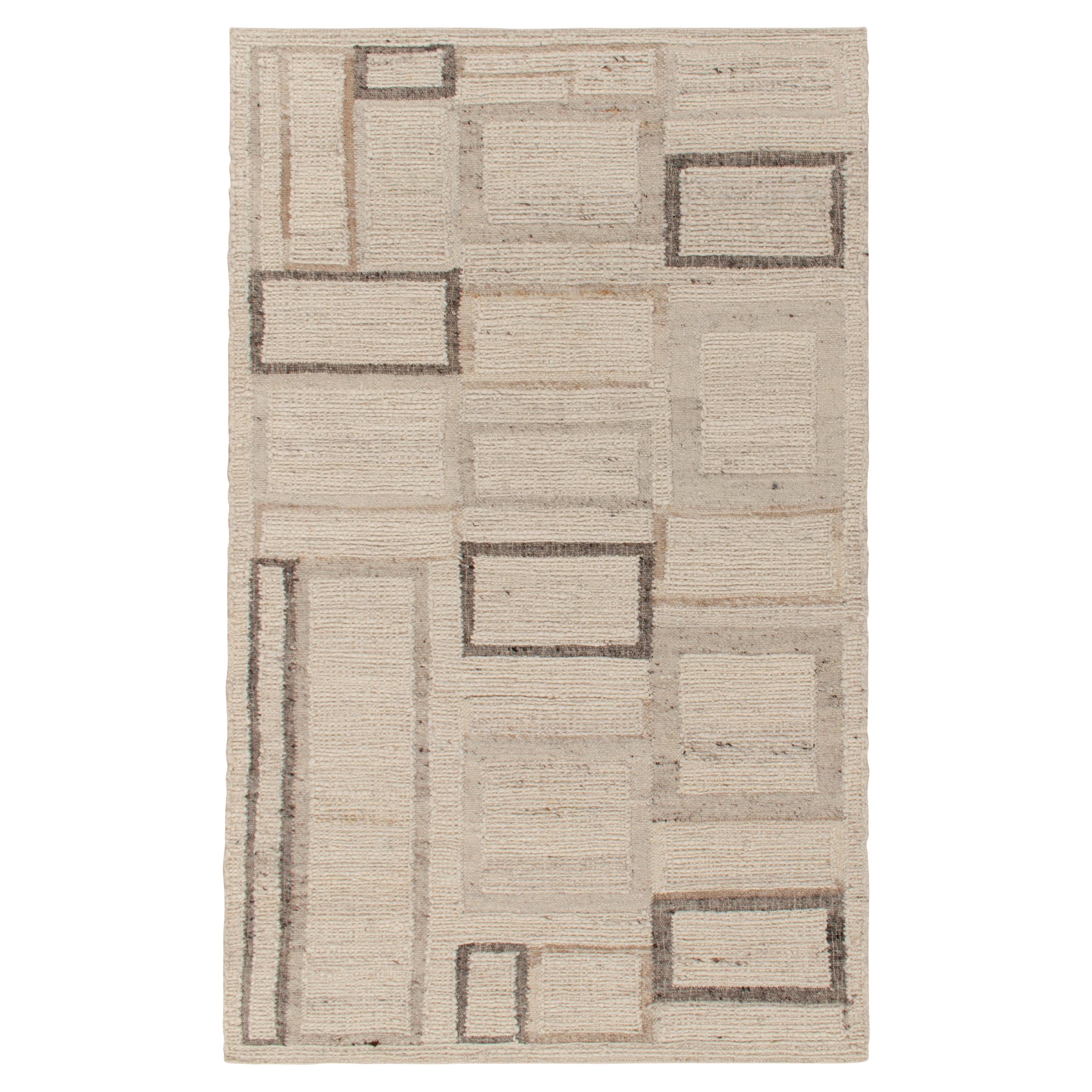 Zeitgenössischer Kelim-Teppich und Kelim-Teppich mit beige-braunem Art-Déco-Muster