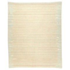 Contemporary Kilim, Soft Colors with Lines Handmade in Wool Design.