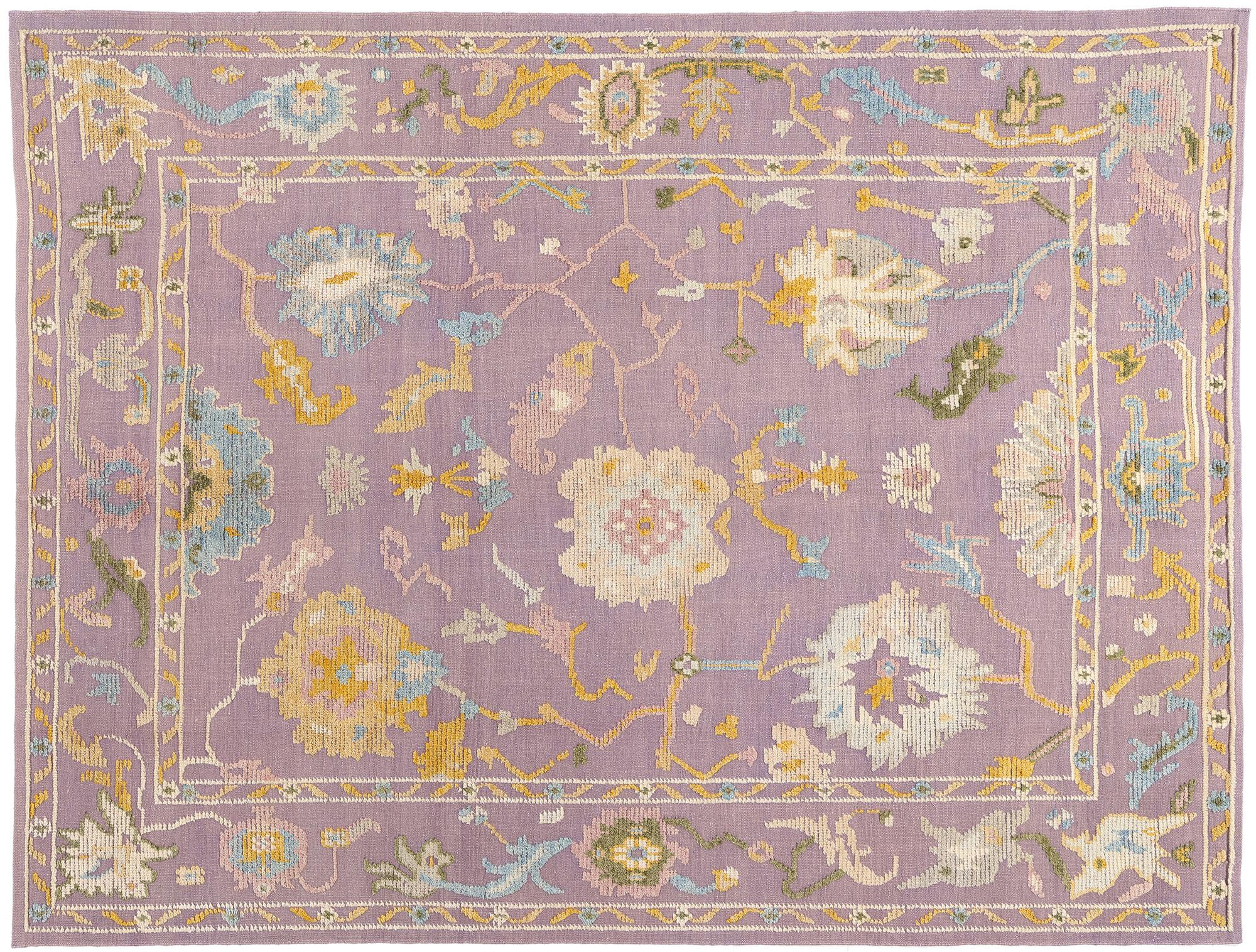 The Lavender Court: Modern Oushak Rug of Blooming Prestige & Sculptural Elegance For Sale 2