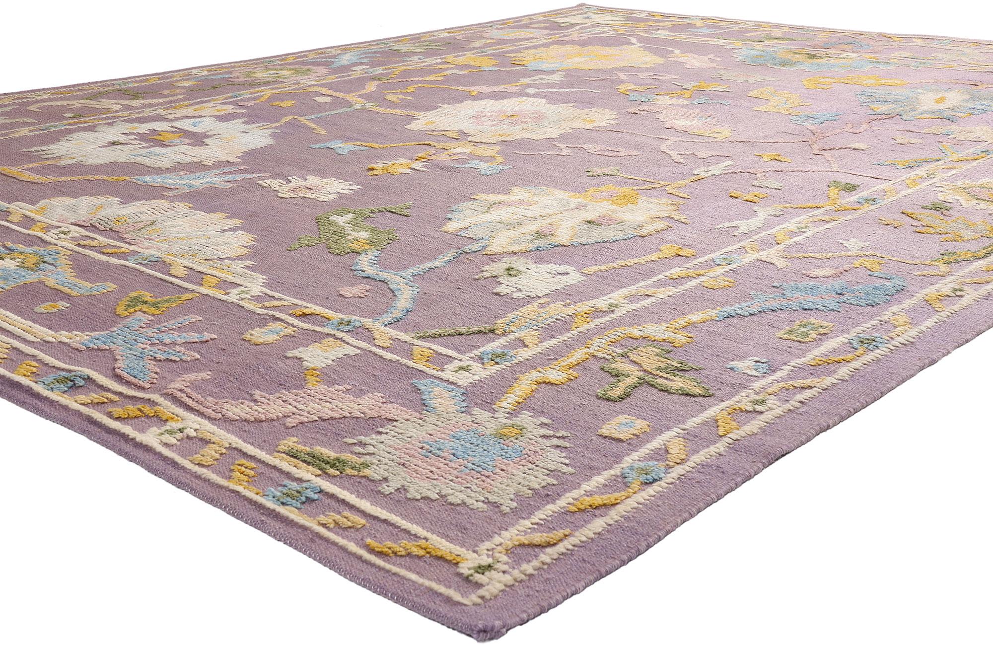 The Lavender Court: Modern Oushak Rug of Blooming Prestige & Sculptural Elegance For Sale 4
