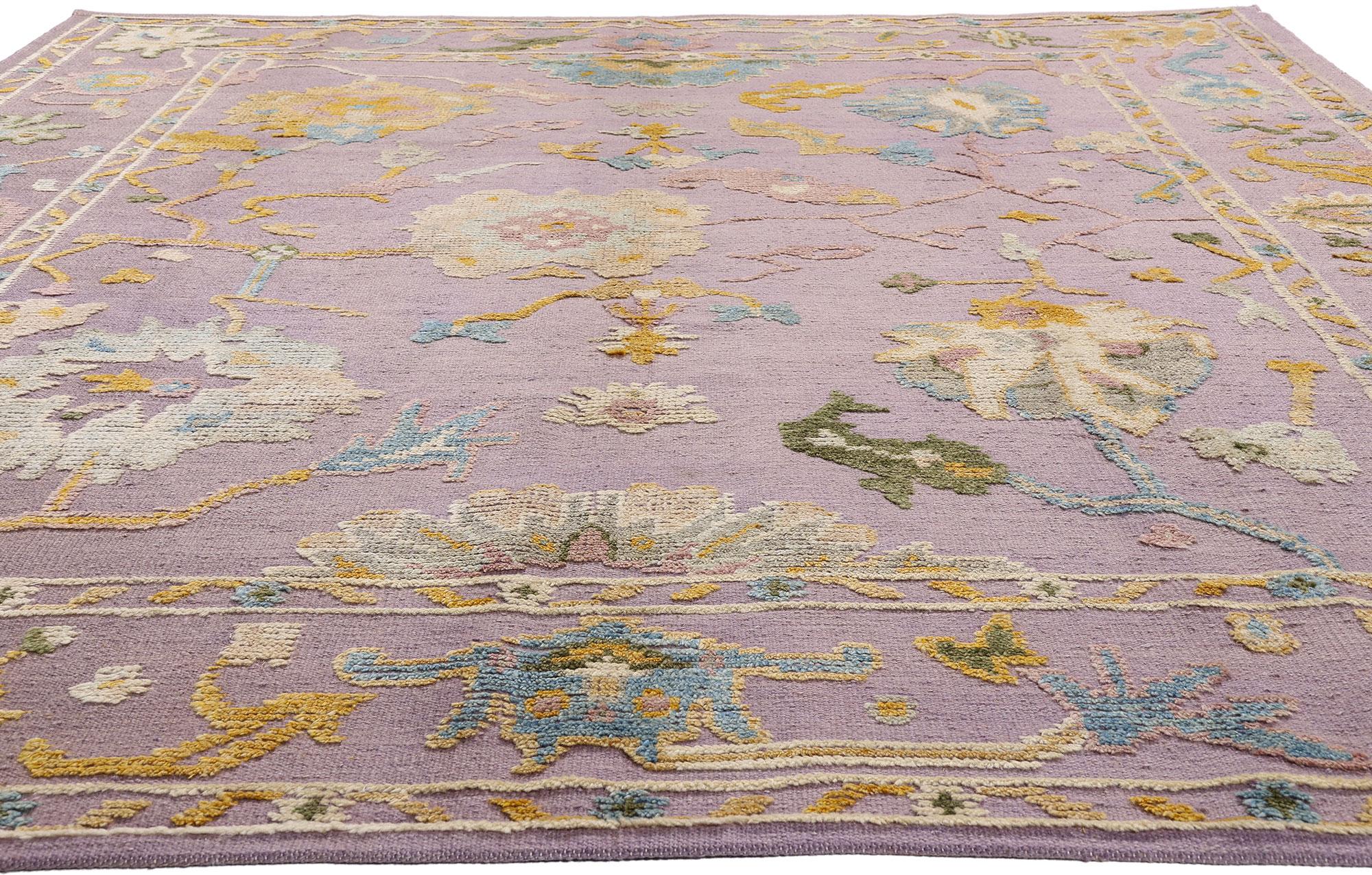 The Lavender Court: Modern Oushak Rug of Blooming Prestige & Sculptural Elegance For Sale 6