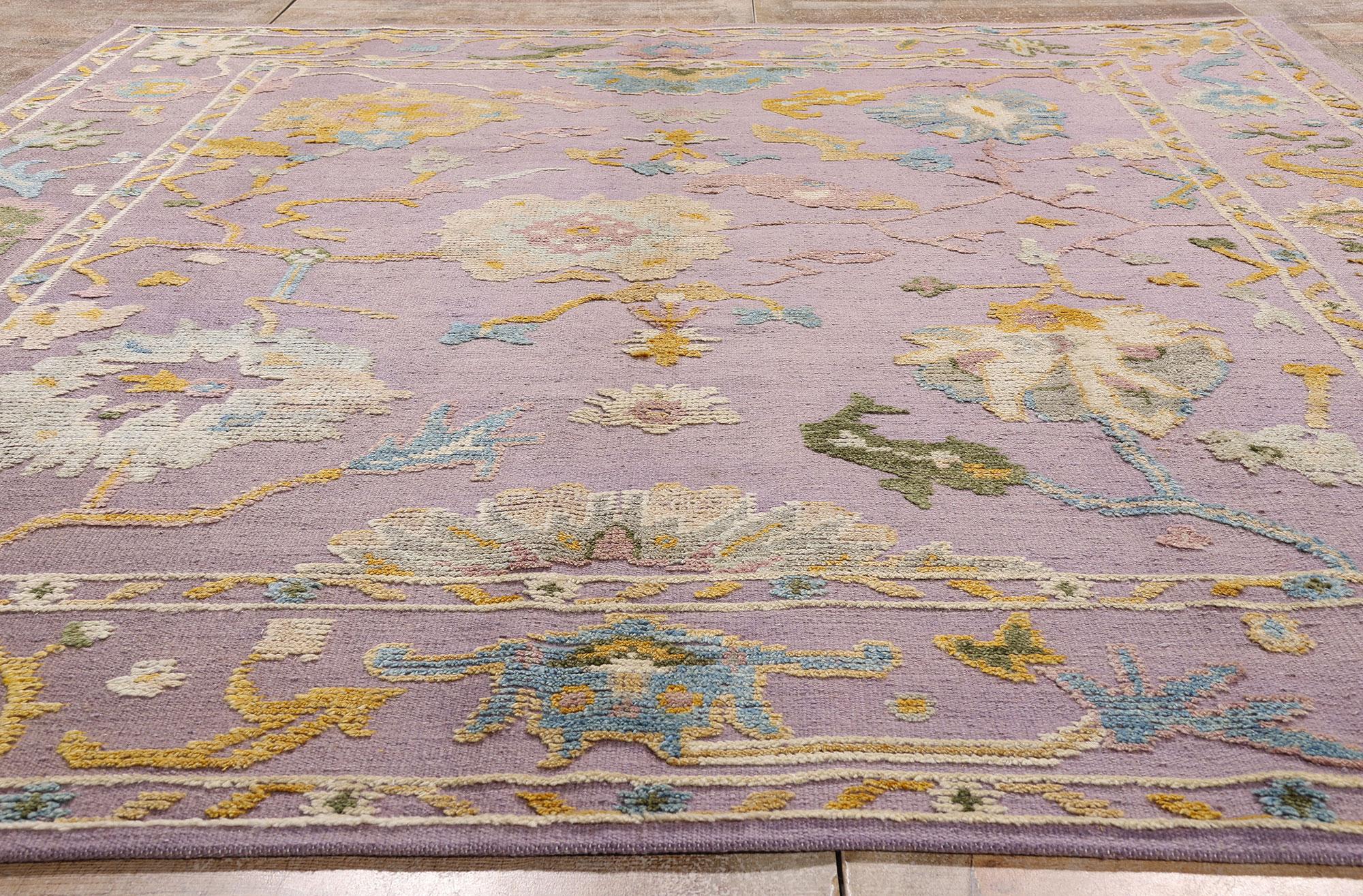 The Lavender Court: Modern Oushak Rug of Blooming Prestige & Sculptural Elegance For Sale 7