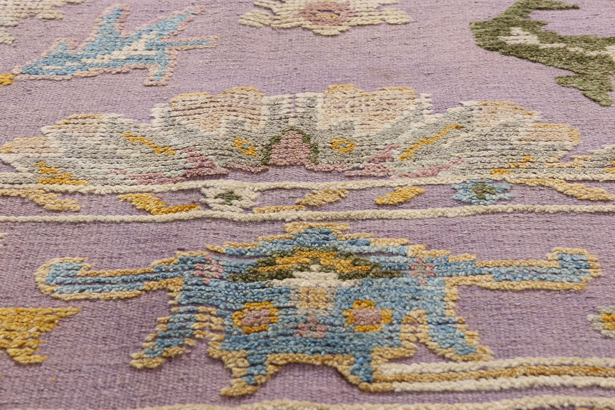 The Lavender Court: Modern Oushak Rug of Blooming Prestige & Sculptural Elegance For Sale 8