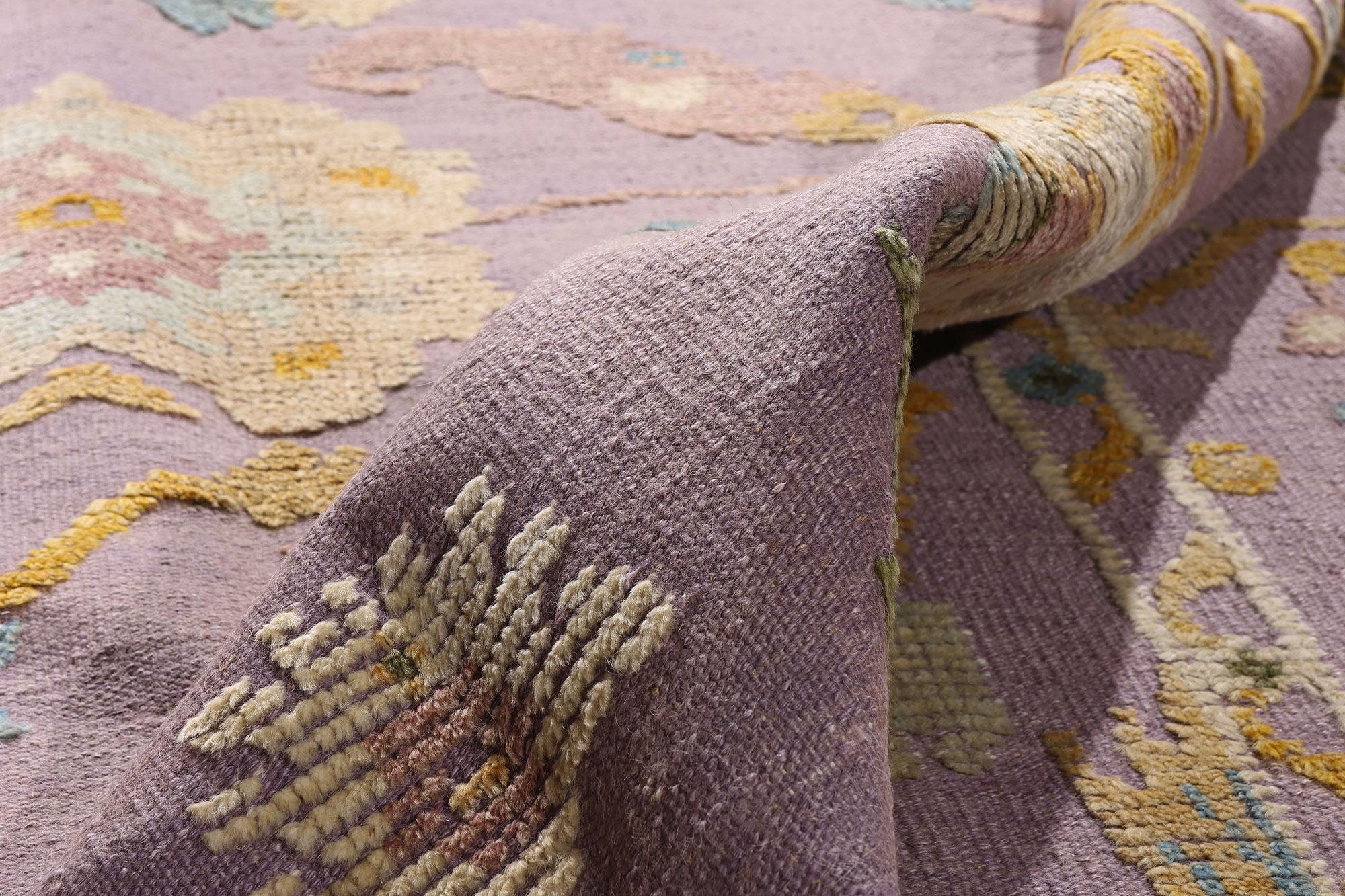 The Lavender Court: Modern Oushak Rug of Blooming Prestige & Sculptural Elegance For Sale 11
