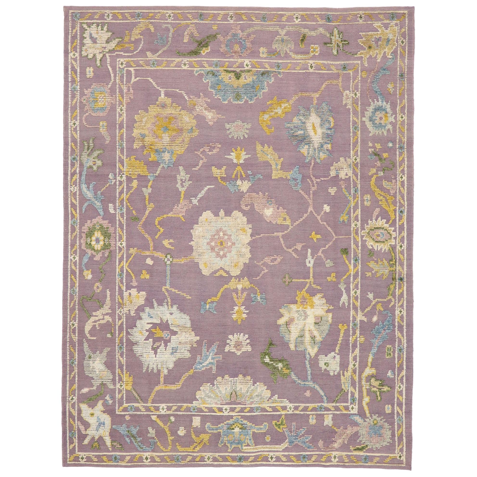 Alfombra souf kilim contemporánea con diseño oushak y estilo bohemio moderno en venta