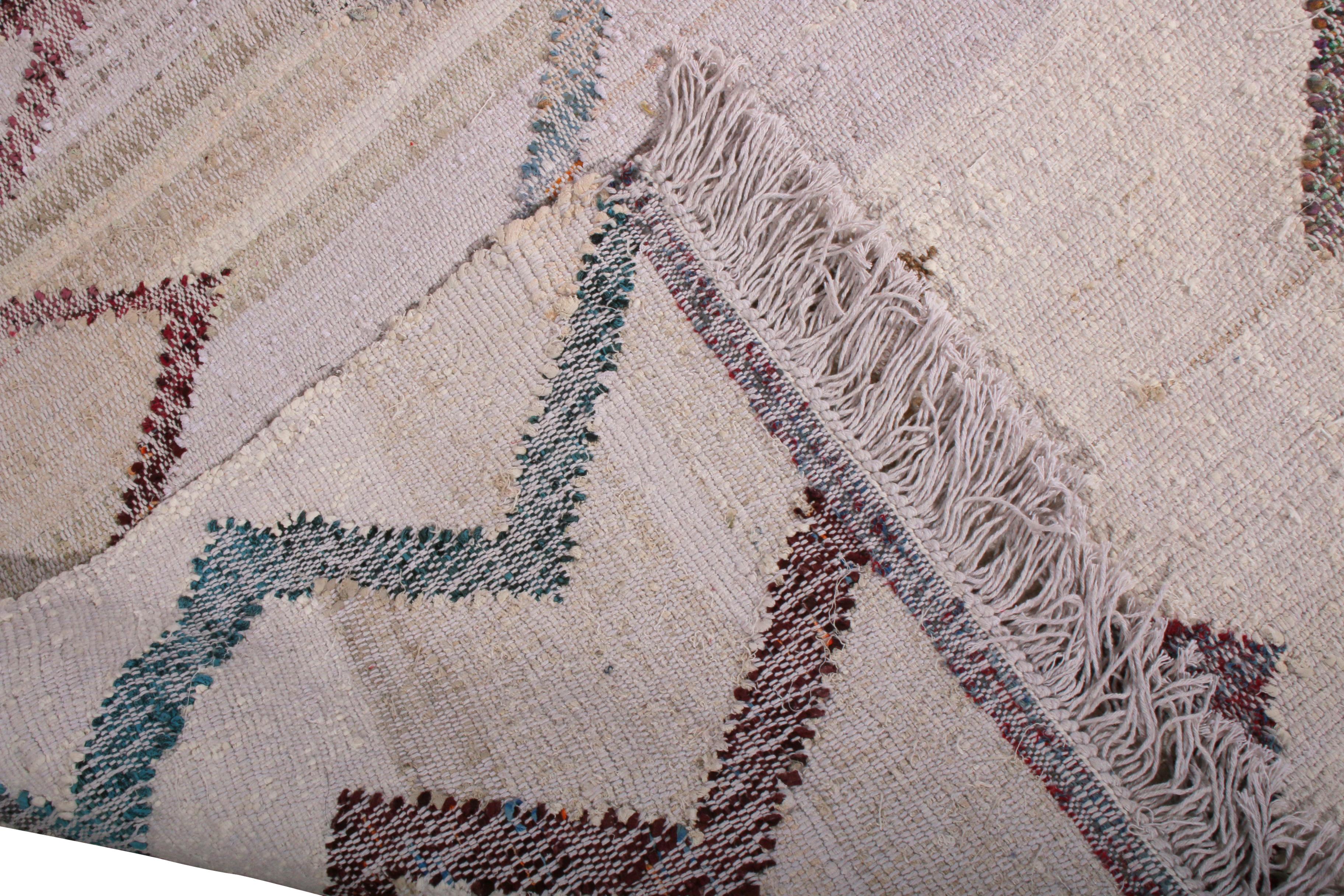Hand-Woven Rug & Kilim's Contemporary Kilim Wool Beige Brown Chevron Pattern