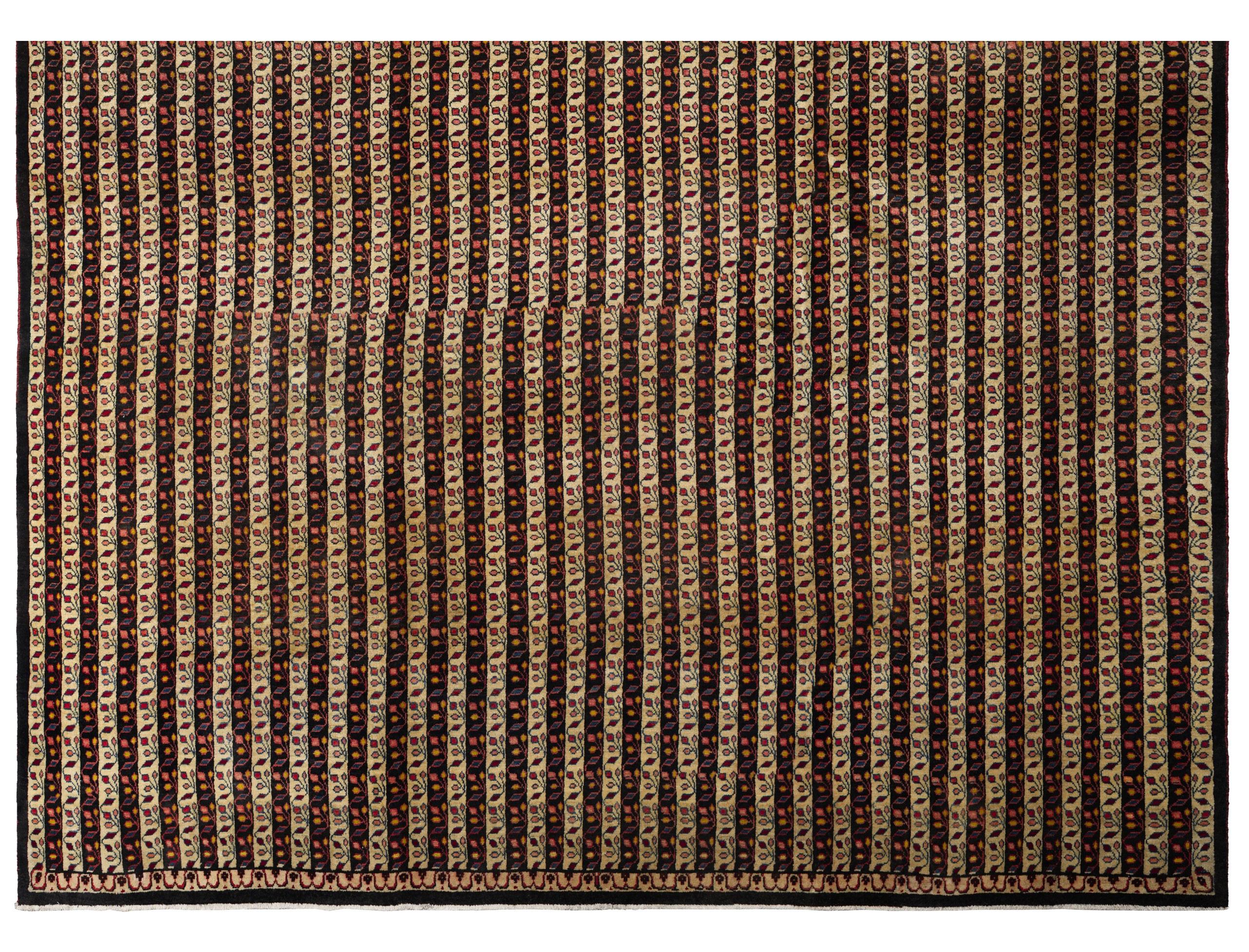 Zeitgenössischer Kilim-Wollteppich, 8 Fuß × 11 Fuß, Braun und Creme gestreift im Angebot 1