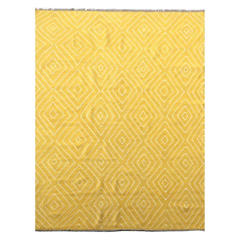 Zeitgenössischer Kelim. Gelbes geometrisches Design. 3,00 x 2,15 m
