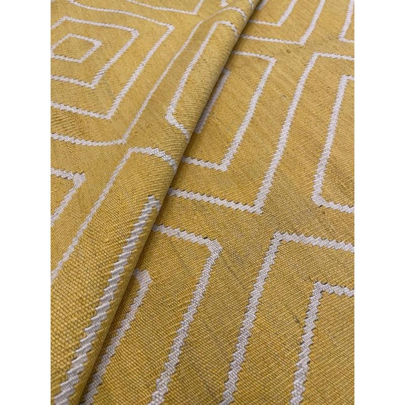 Wool Contemporary Kilim. Yellow Geometric Design. 4.00 X 3.20 m For Sale