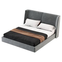 Cama American King Completamente Tapizada en Terciopelo con Ribetes