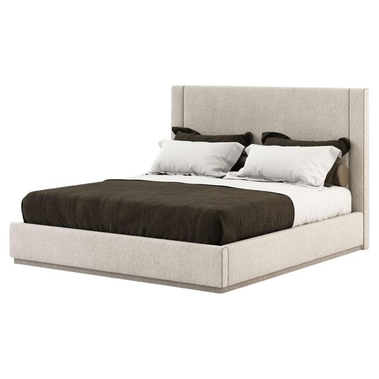 American Queen Bed in Custom Velvet colors with Metal Details For Sale at 1stDibs