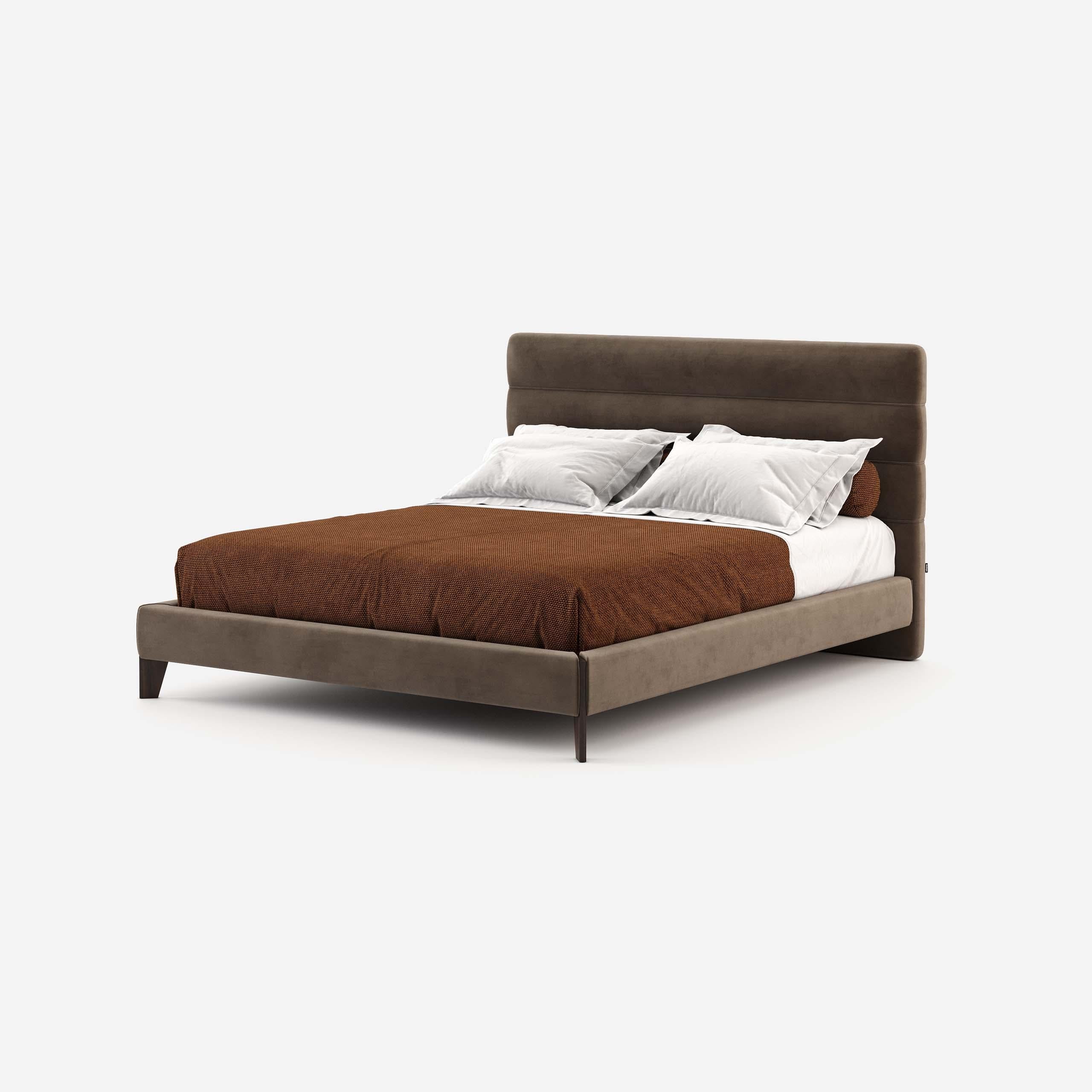 brown velvet bed frame