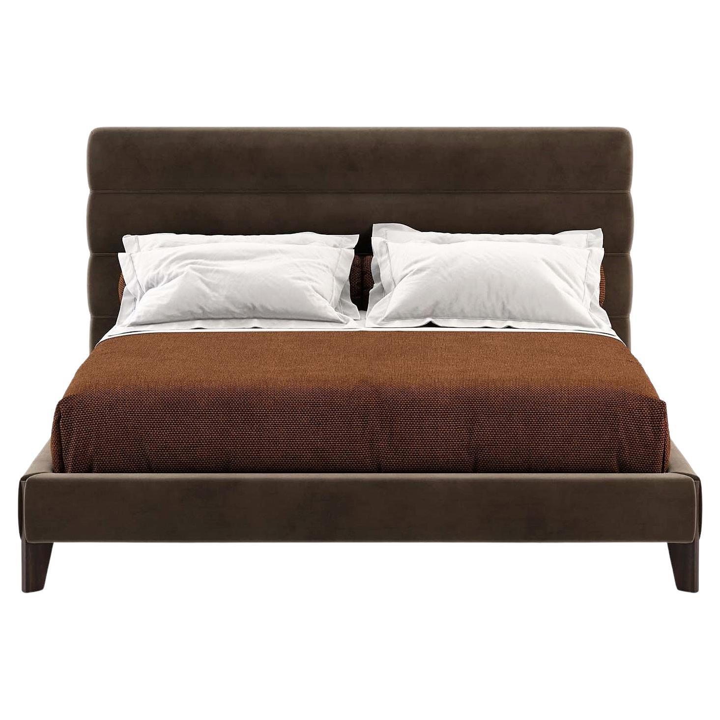 American King Bed Offered Chocolate Velvet For Sale