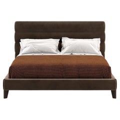 Contemporary King Bed Offered Chocolate Velvet