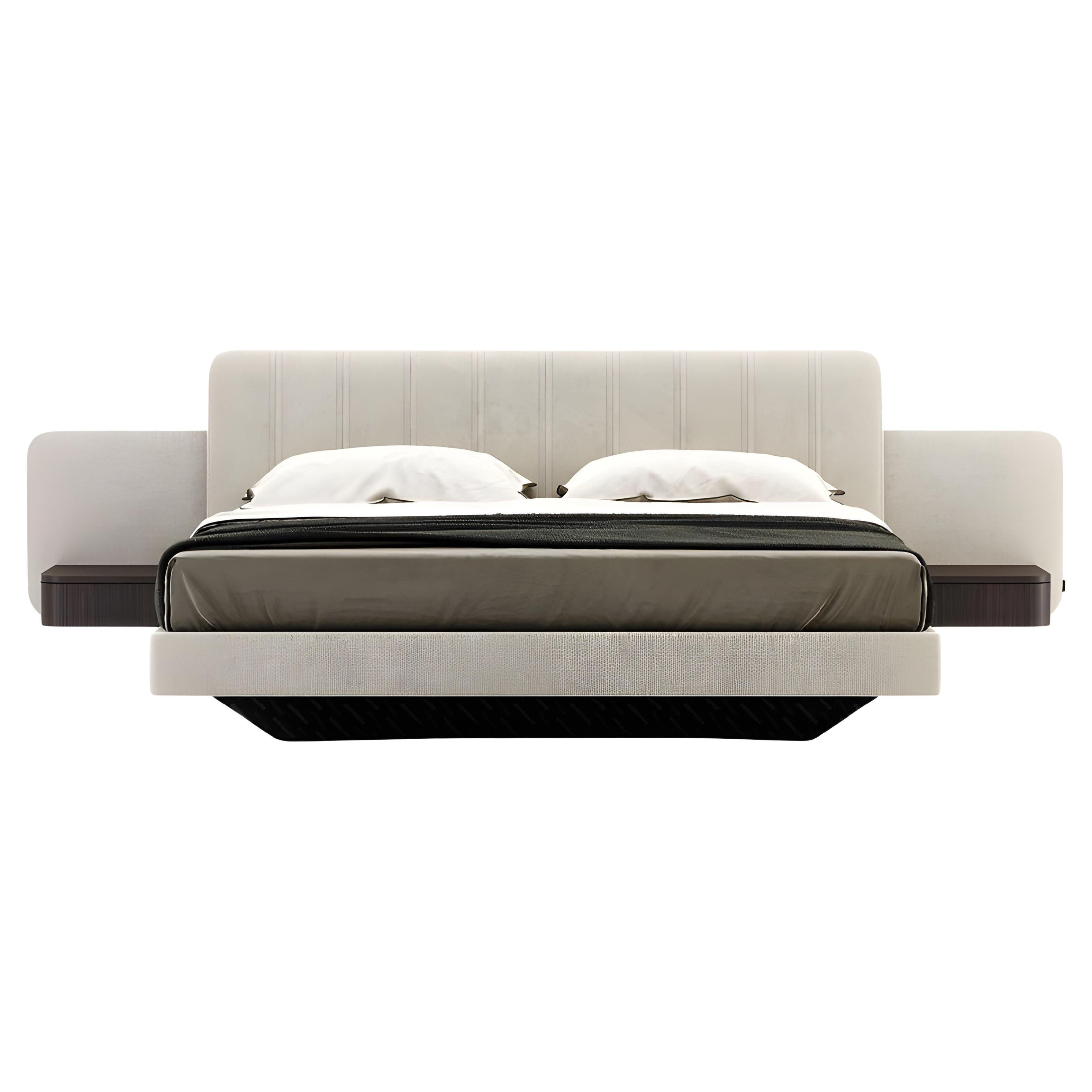 Contemporary King Size Bed by Unknown Creator, Velvet 
Wood, Customizable
