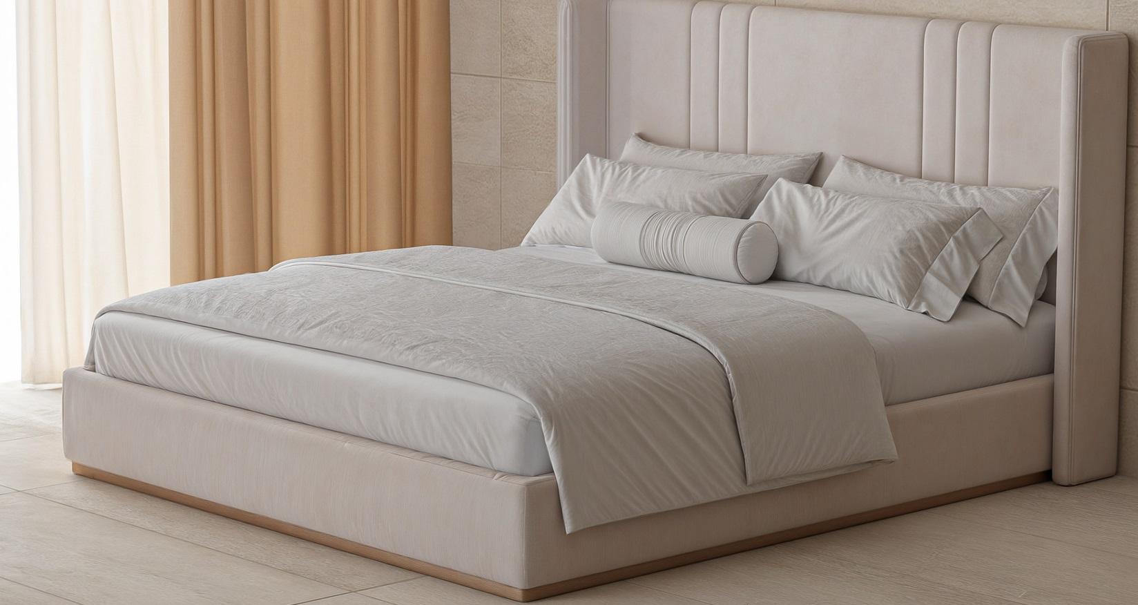 This bed is a leather masterpiece adorned with a headboard boasting stitched detailing in a minimal yet elegant fashion, rendering the bed timeless and seamlessly adaptable to any interior style. Its refined design exudes sophistication, offering a