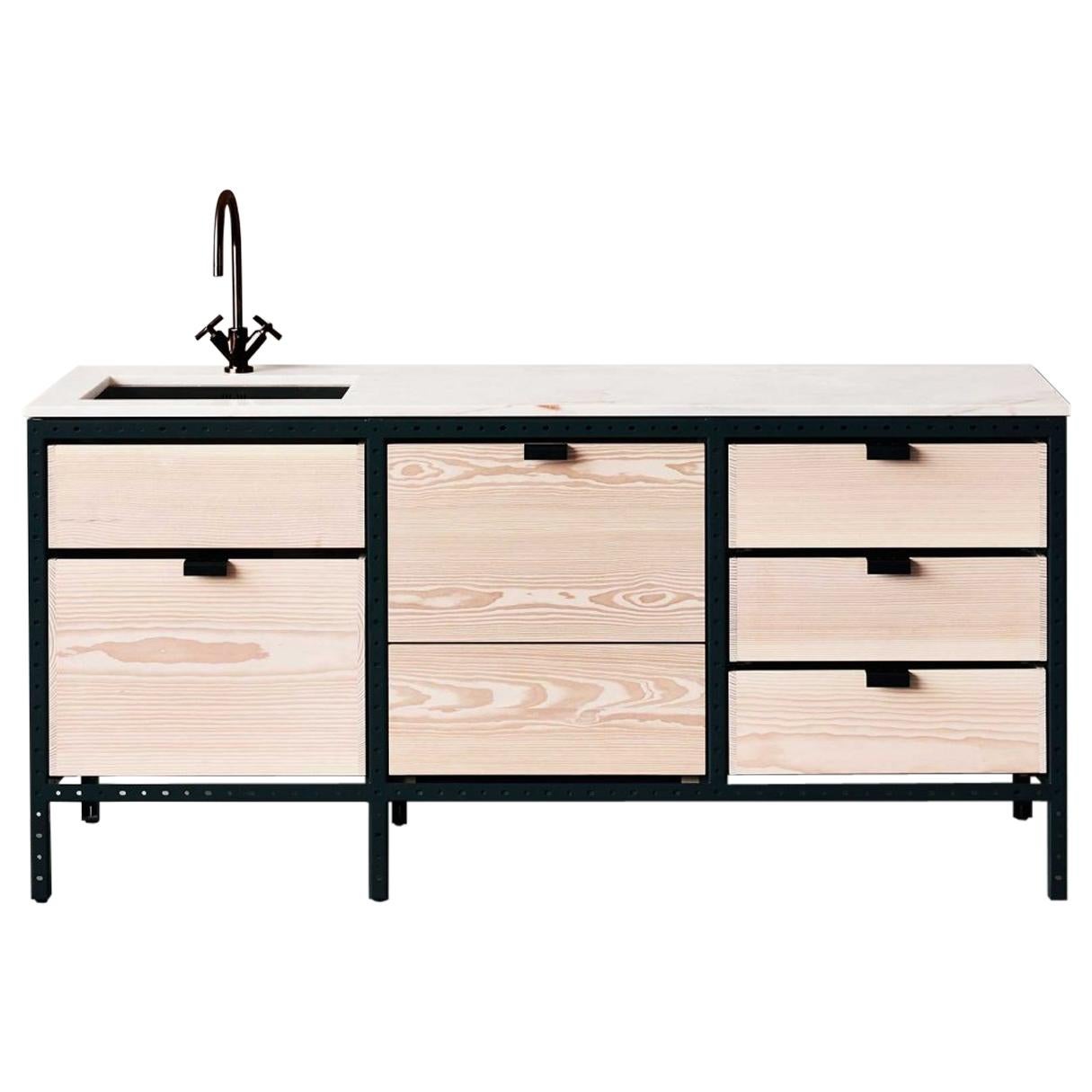 Frama Contemporary Kitchen Unit B in Solid Douglas Fir, Marble and Steel Frame