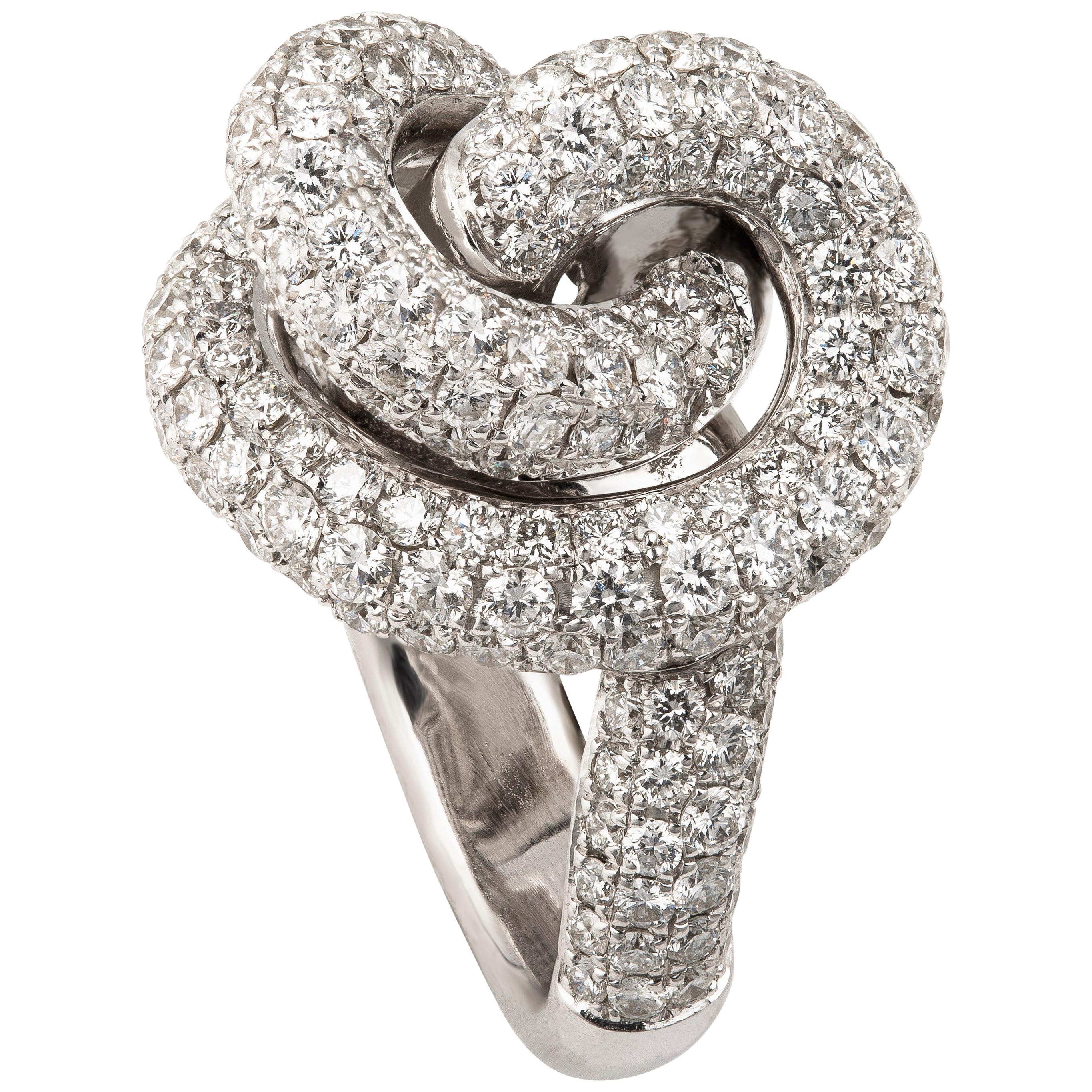 Rosior by Manuel Rosas Diamond "Knot" Ring set in White Gold  