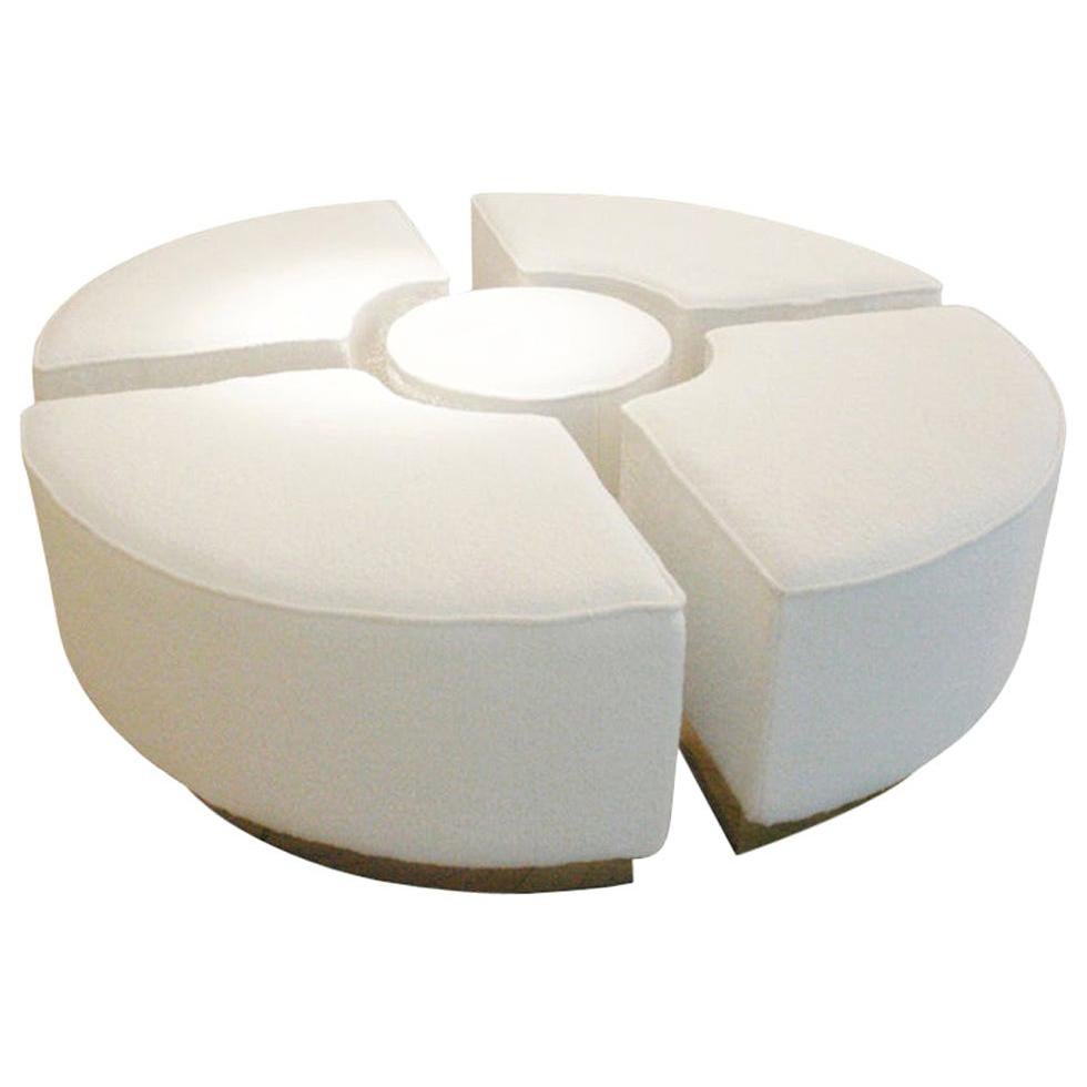 Contemporary "Koala" White Wool Bouclé Italian Ottoman Designed by L.A. Studio For Sale