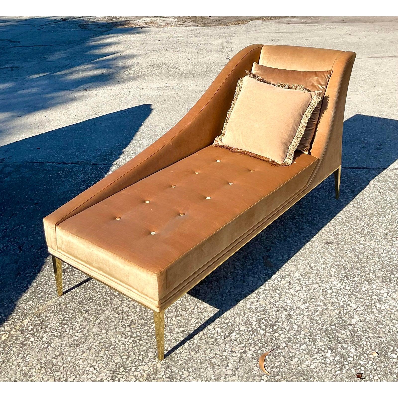 Brass Contemporary Koket Envy Tufted Chaise Lounge