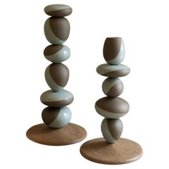 Contemporary Korean Ceramic, "Small Stack Vessel Pair" by Soo Joo