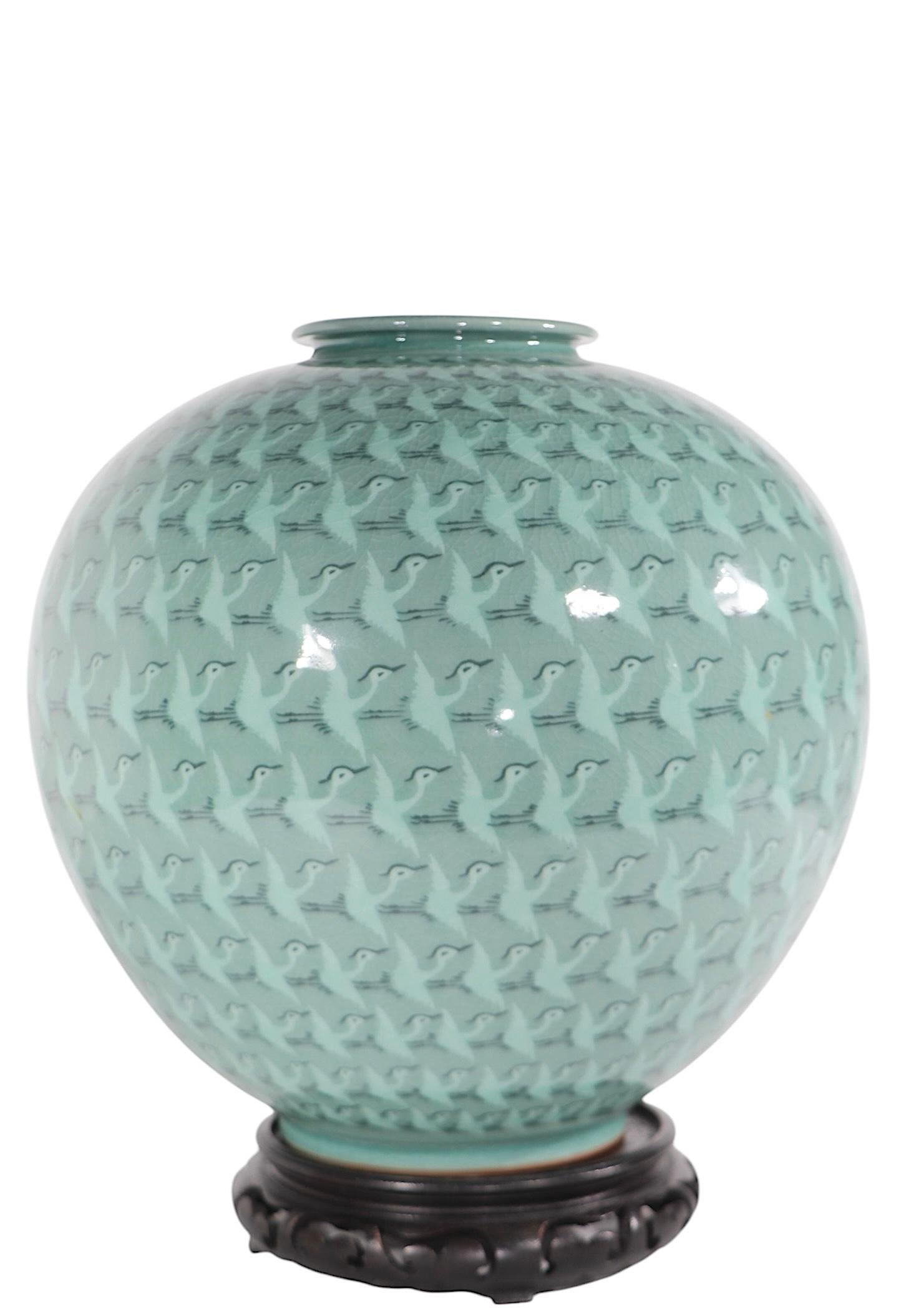 Contemporary Korean Thousand Cranes Moon Jar For Sale 5