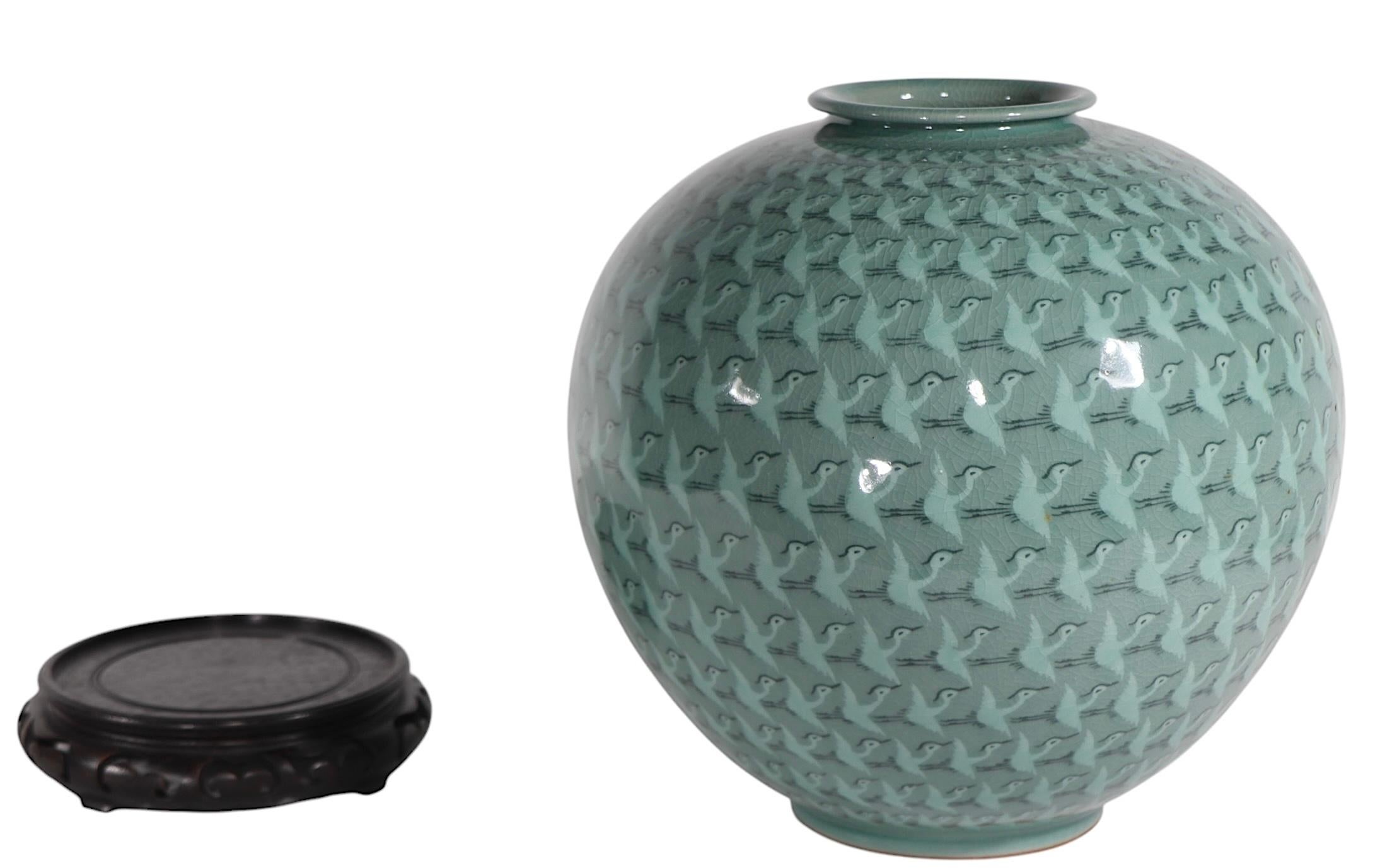 Contemporary Korean Thousand Cranes Moon Jar For Sale 4