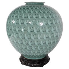 Contemporary Korean Thousand Cranes Moon Jar