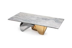 Contemporary Krafla Couchtisch aus Marmor, Messing, Edelstahl