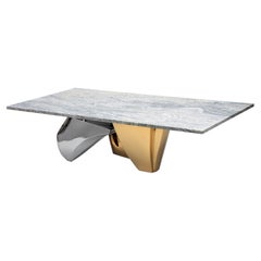 Contemporary Krafla Coffee Table in Marble, Brass, Stainless Steel