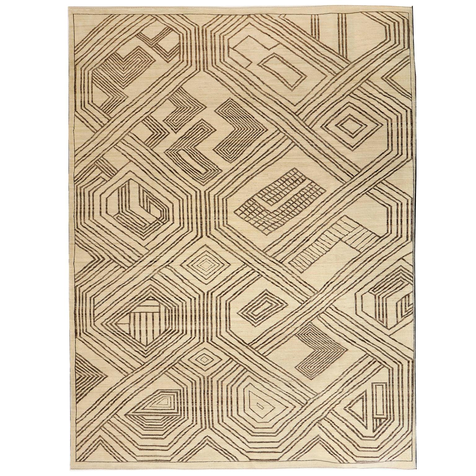 Orley Shabahang "Rain" Contemporary Persian Rug, Neutral Cream, 9x12