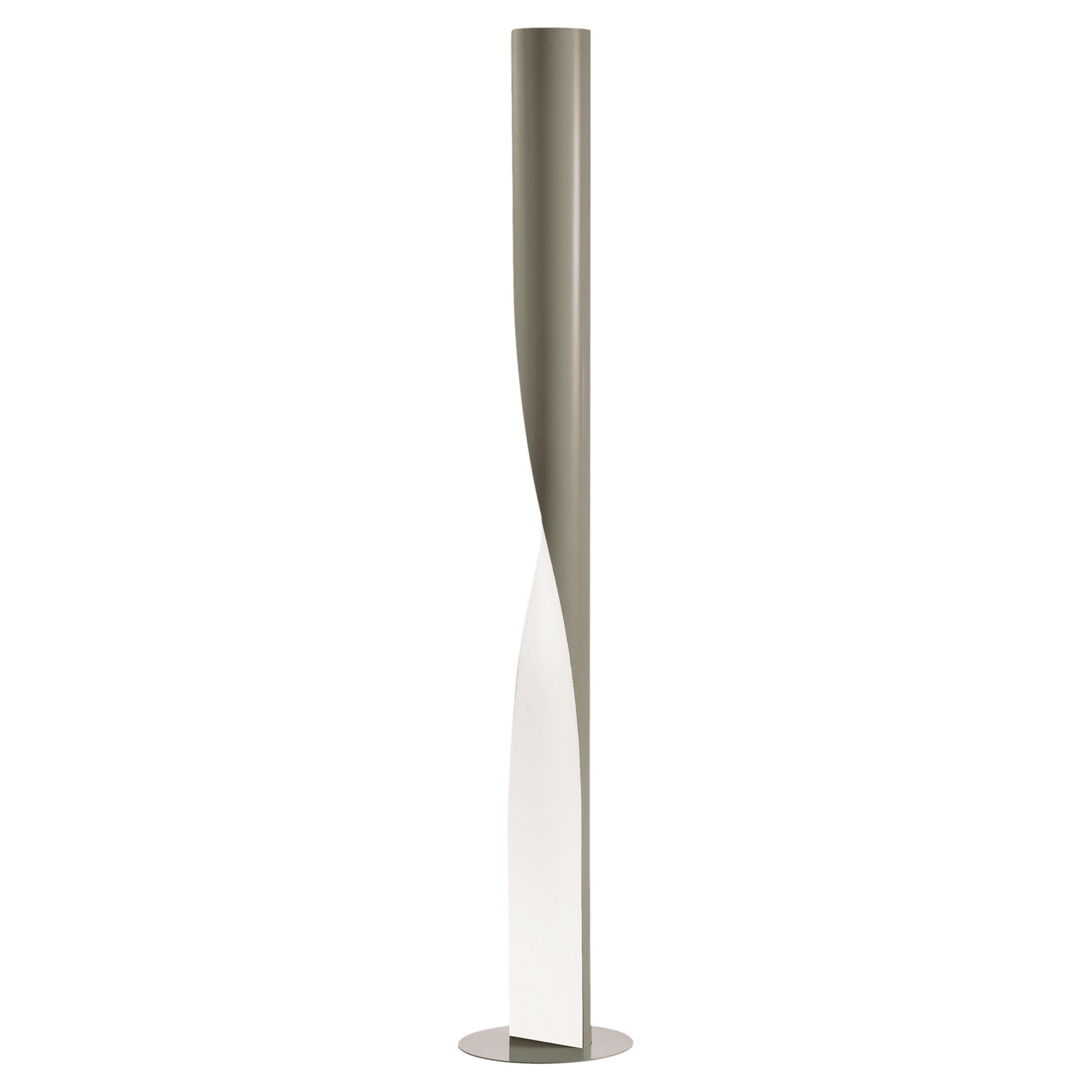 Contemporary Kundalini Aquilialberg Evita Dimmable Dove-Grey Steel Floor Lamp