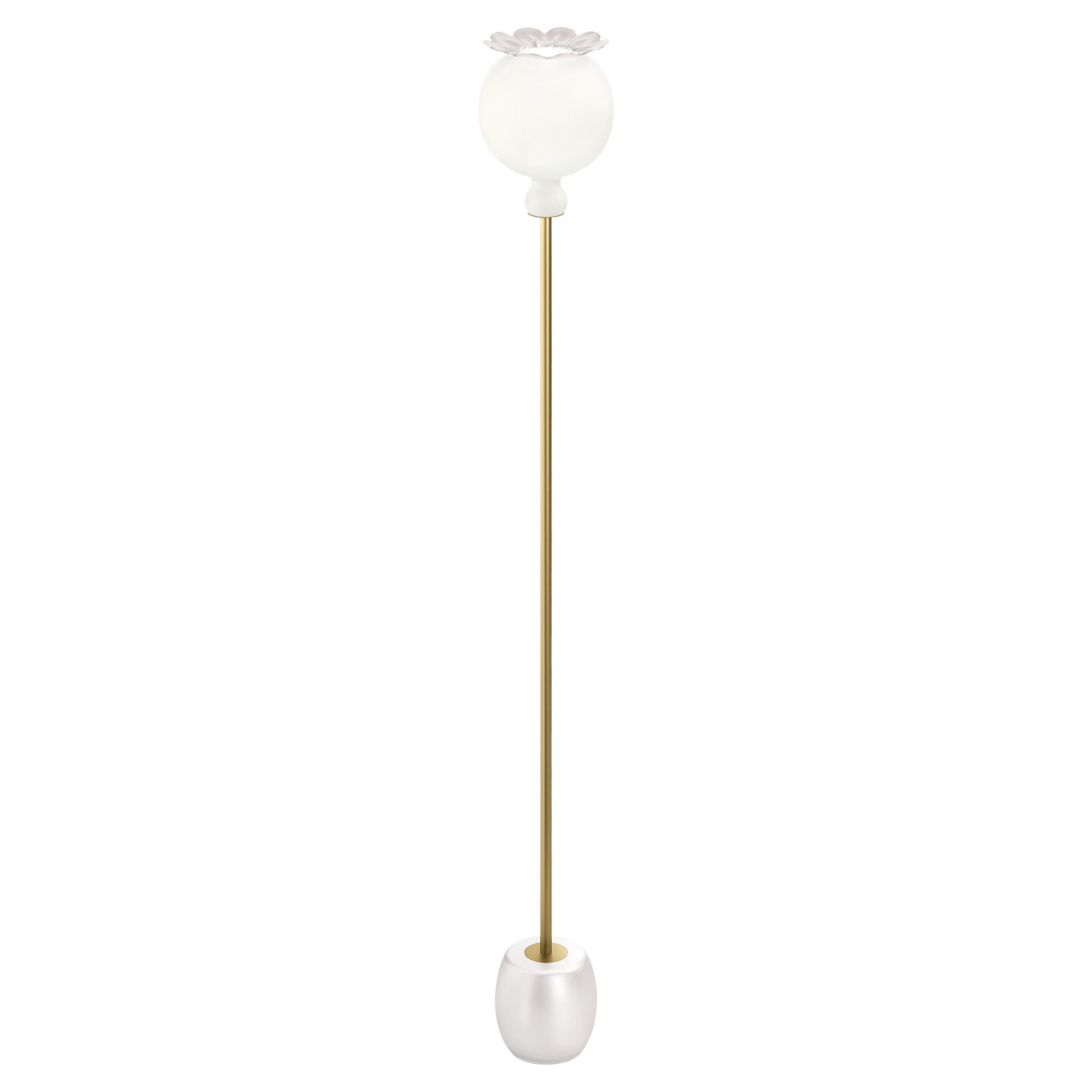 Contemporary Kundalini Cristina Celestino OPYO Glass and White Metal Floor Lamp