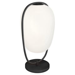 Contemporary Kundalini Dauchafaur Lannà Glass and Black Metal Table Lamp